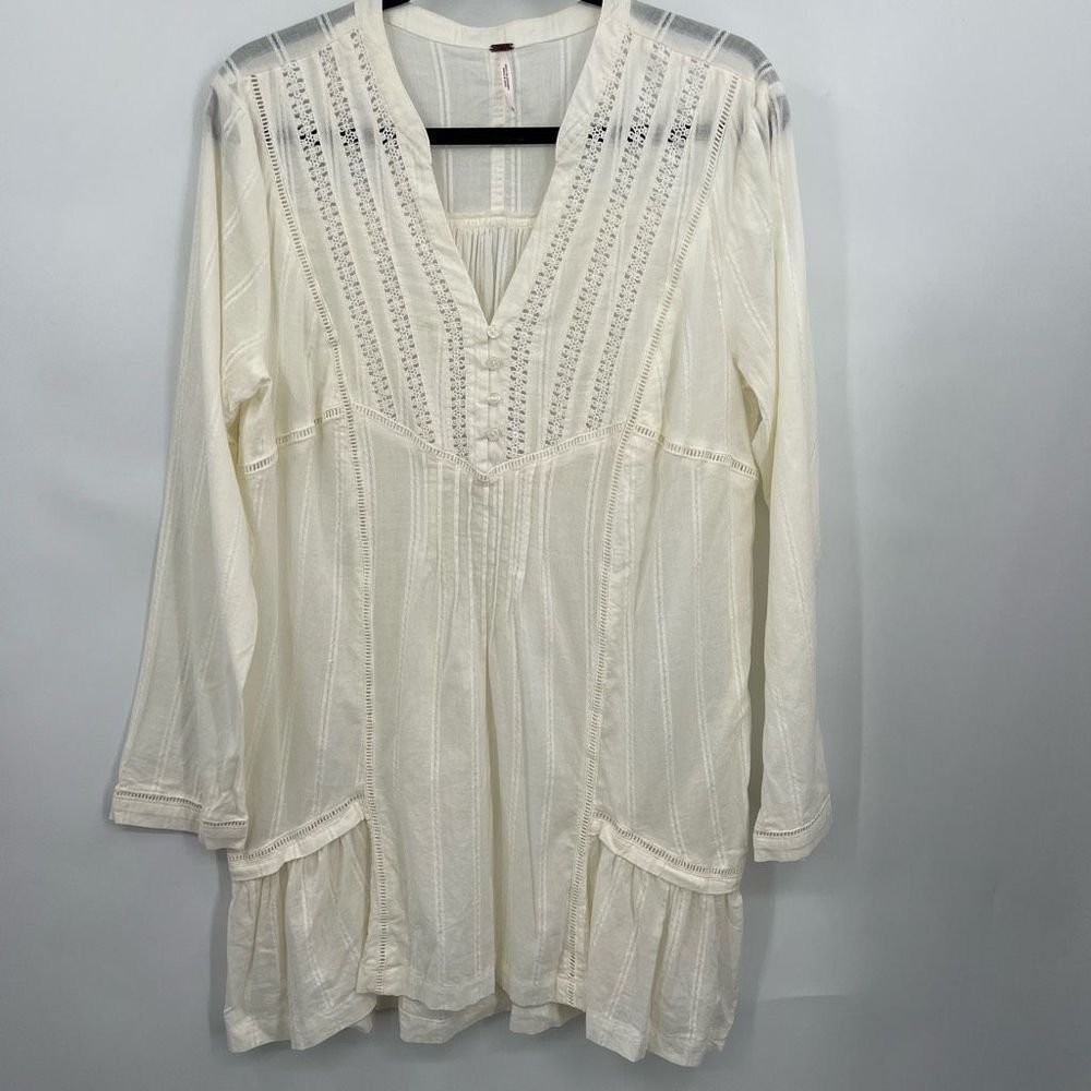 Free People Ivory Crochet-Trim Mini Dress or Tunic